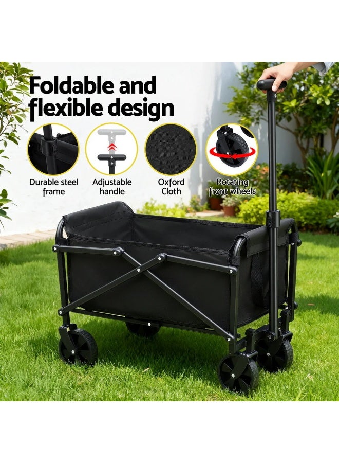 إي وورلد عربة تسوق قابلة للطي – عربة متعددة الاستخدامات تتحمل حتى 32 كجم بمقبض قابل للتعديل، عجلات لجميع التضاريس، قماش مقاوم للماء، مدمجة للشاطئ والتخييم والحديقة والاستخدام اليومي – أسود - Image 3